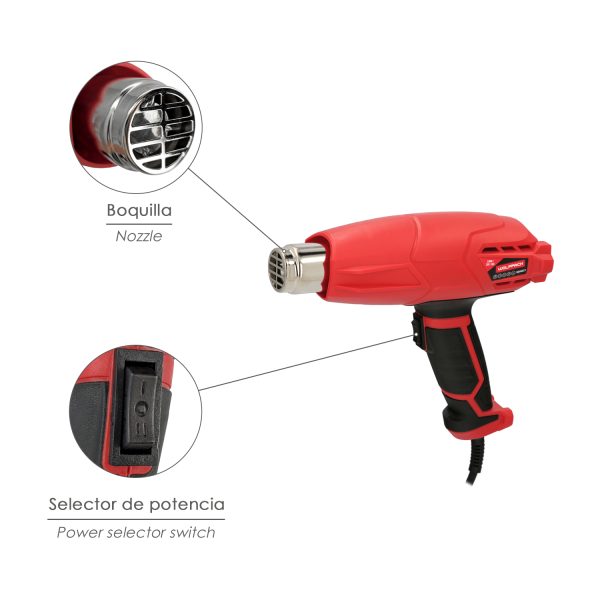 Pistola Aire Caliente 2000 Watt. 2 Potencias Con  Accesorios. Decapador, Pistola Decapar Aire Caliente - Imagen 3