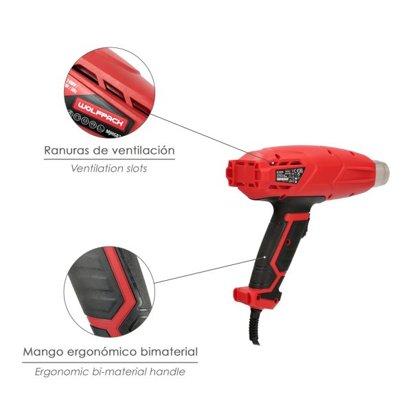 Pistola Aire Caliente 2000 Watt. 2 Potencias Con  Accesorios. Decapador, Pistola Decapar Aire Caliente - Imagen 4