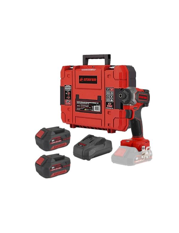 SET ATORNILLADOR DE IMPACTO A BATERÍA 18V STAYER +2BATERÍA 5.0AH +CARGADOR + MALETIN