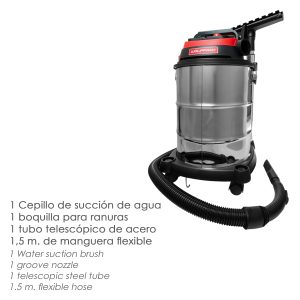 Aspirador Inoxidable 30 Litros / 1400 Watt. Interruptor Sincronizado.